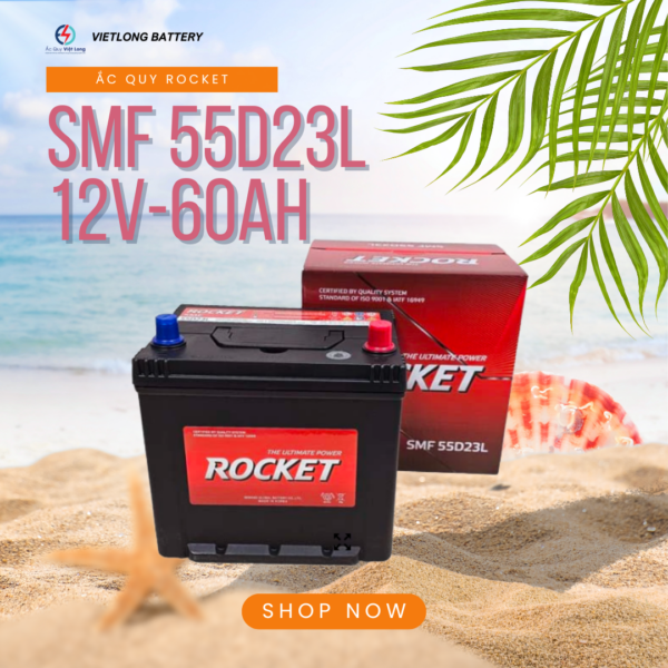ắc quy khô Rocket 12V-60AH | Mã SMF 55D23L